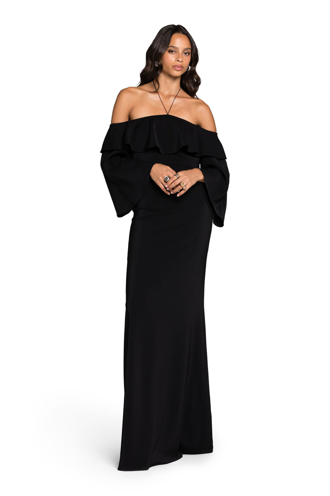 RC Ruffled Maxi Dress Schwarz KOT10C-KZ001